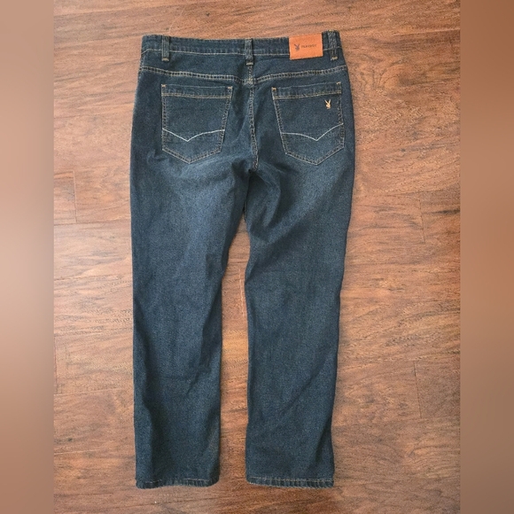Playboy Mens 36x28 Blue Denim Straight Jeans Logo On Pocket - Picture 1 of 8